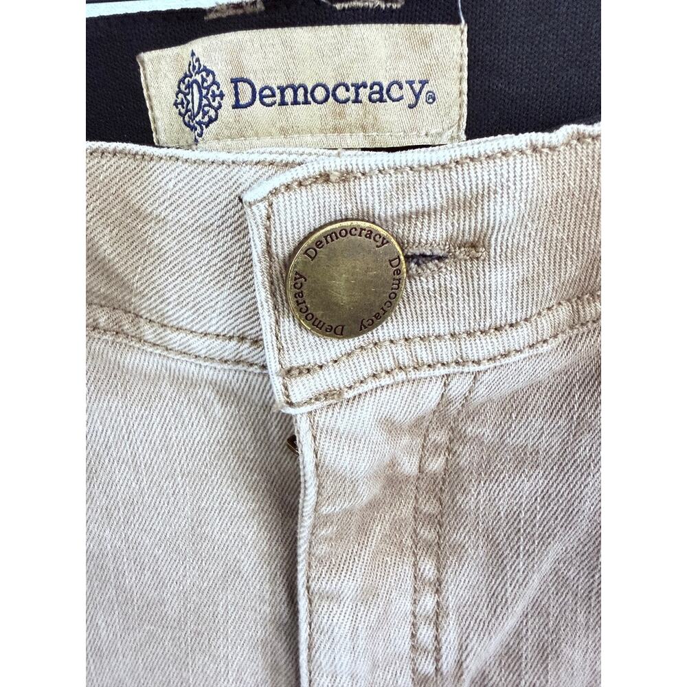 Democracy “Ab” Technology Cropped Jeans Size 12 Beige Raw Hem Neutral Denim - Picture 4 of 6